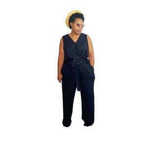 Soma Jumpsuit Soft Slub Terry Sleeveless Wide Leg Belted NEW